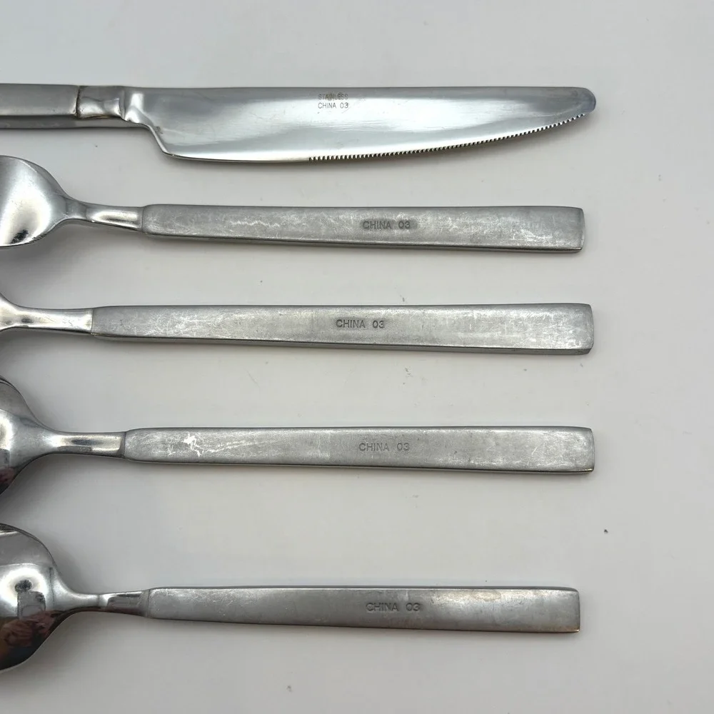Modern Cambridge Danielle Frosted Flatware Stainless Lot 9 MCM Minimalist Style